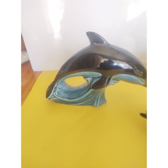 Poole England Pottery Set of 3 Dolphin Figurines Blue & Black 2 - 9" 1 - 6" - Picture 14 of 14
